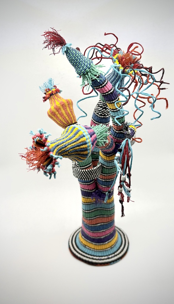 Colorful Twined Waxed Linen Sculptures